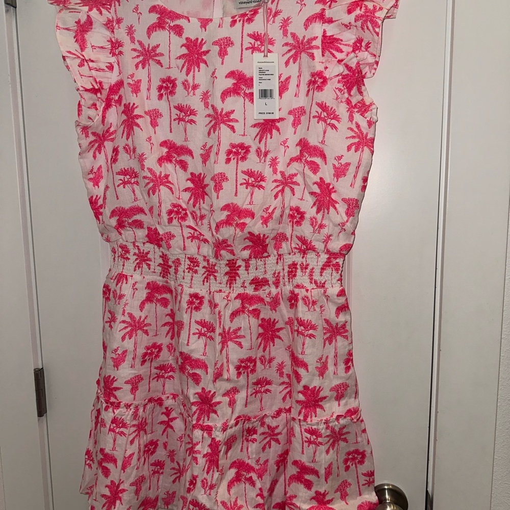 Vineyard Vines Pink Tropical Print Dress
